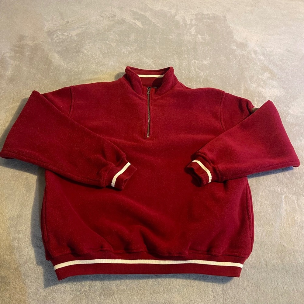 Vintage SDI Meadow Springs Mens Red Fleece 1/4 Zip Pullover Jacket Size Large L‎